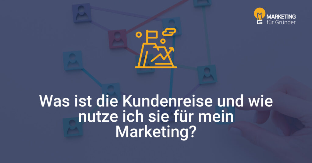 Was ist die "Kundenreise und wie nutze ich sie für mein Marketing?" Darüber ein lineares minimalistisches icon als Symbol für die Kundenreise