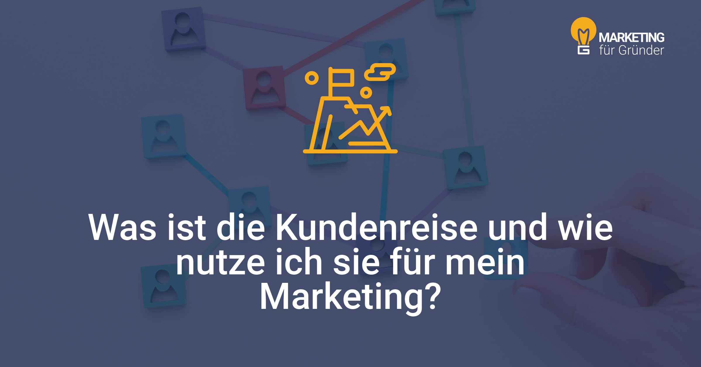 Was ist die "Kundenreise und wie nutze ich sie für mein Marketing?" Darüber ein lineares minimalistisches icon als Symbol für die Kundenreise